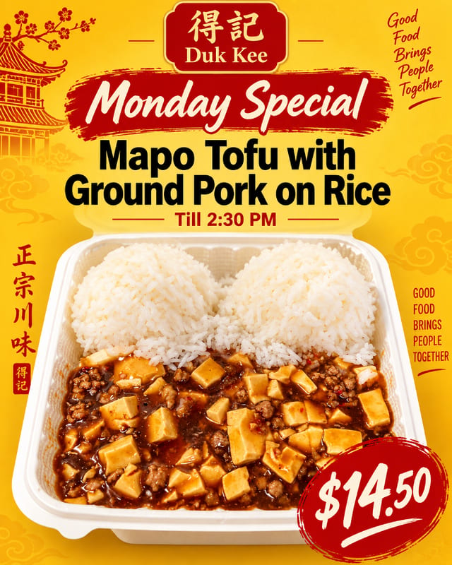 Ma Po Tofu on rice (Monday SP).